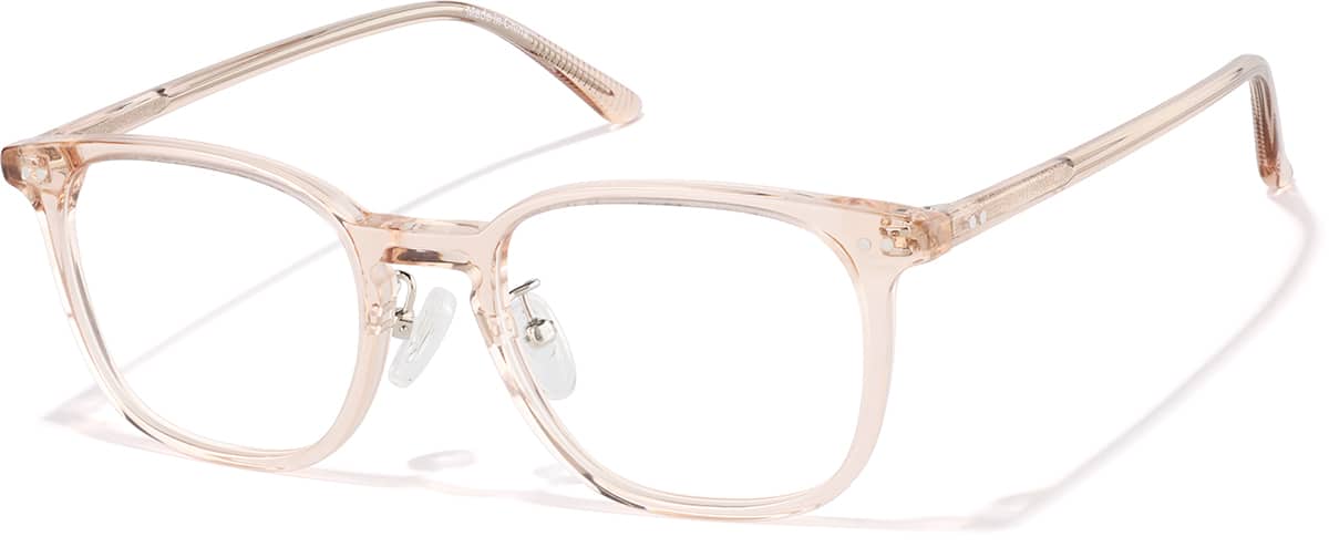 Angle view of Square Glasses P4437419 in Transparent Sand