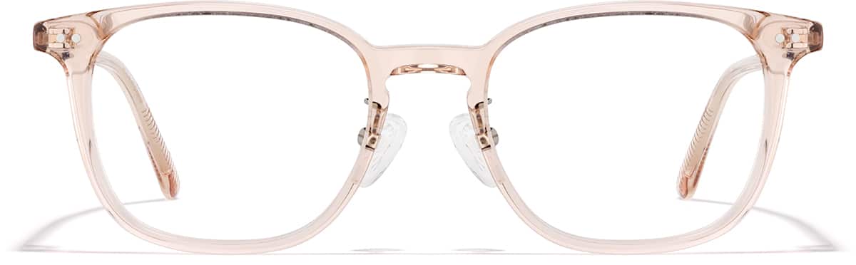 Front view of Square Glasses P4437419 in Transparent Sand