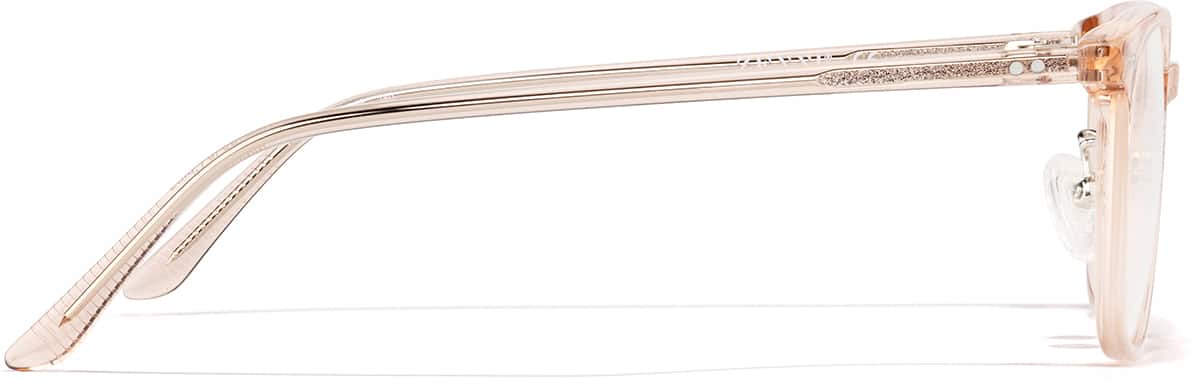 Side view of Square Glasses P4437419 in Transparent Sand