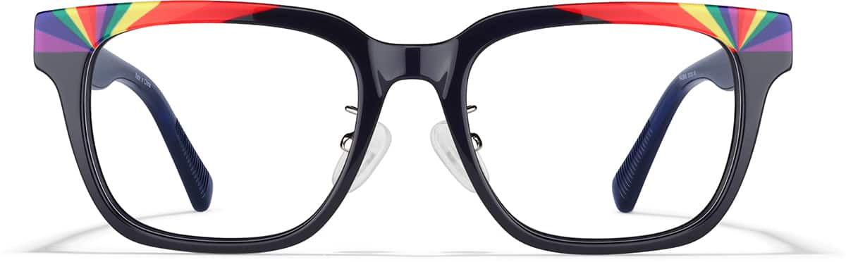 Front view of Square Glasses P4439916 in Rainbow
