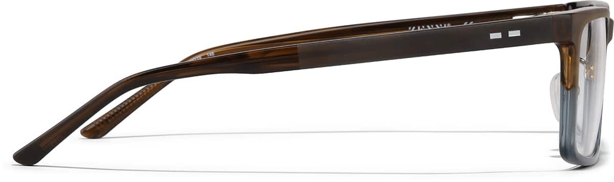 Side view of Rectangle Glasses P4443015 in Brown Horn and Blue