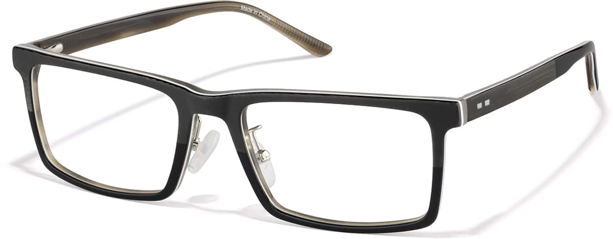 Angle view of Rectangle Glasses P4443021 in Black