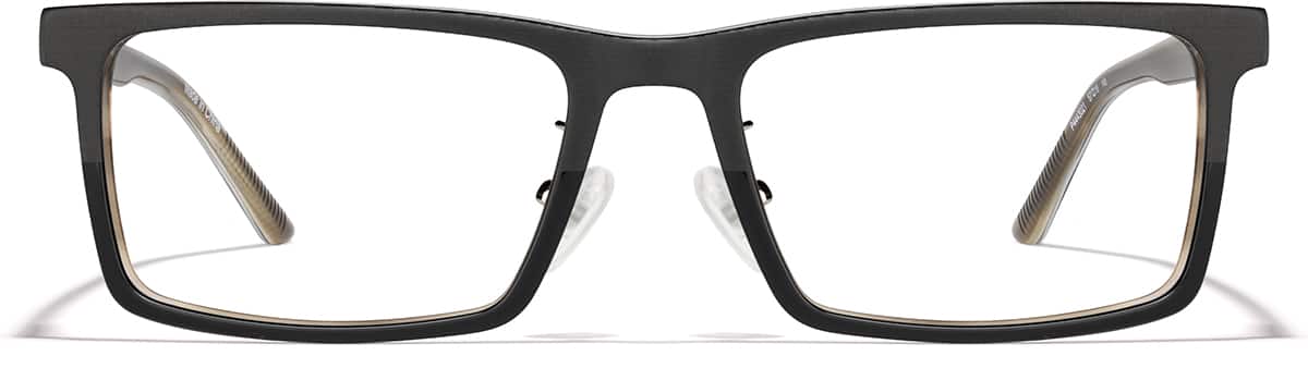 Front view of Rectangle Glasses P4443021 in Black