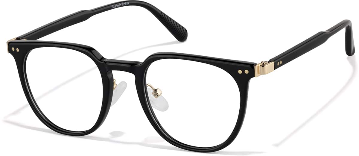 Angle view of Round Glasses P4444921 in Black