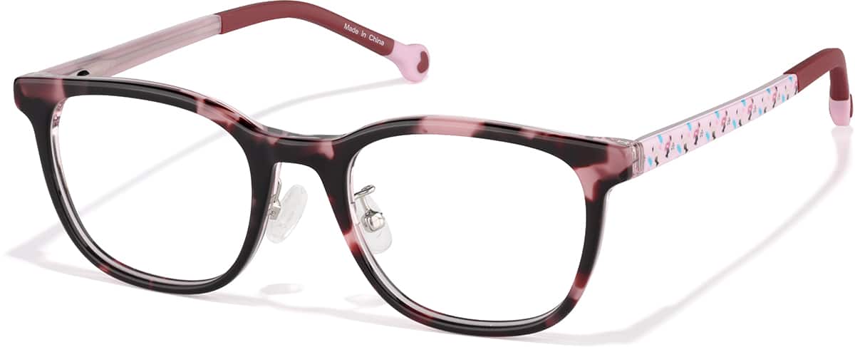 Angle view of Square Glasses P4449819 in Pink Tortoiseshell