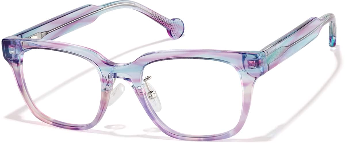 Angle view of Square Glasses P4450517 in Transparent Iridescent