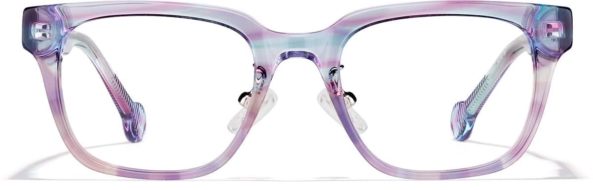 Front view of Square Glasses P4450517 in Transparent Iridescent