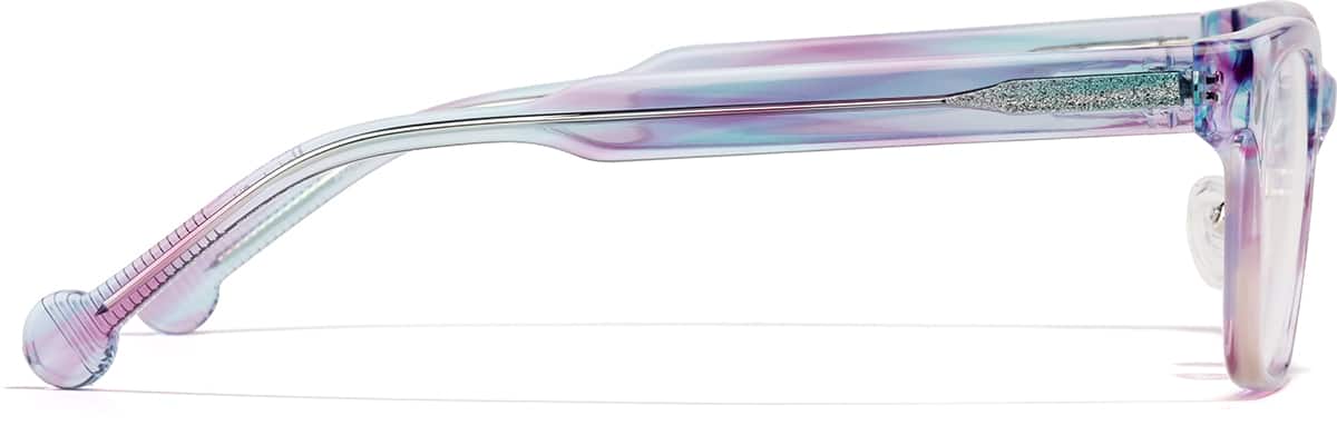 Side view of Square Glasses P4450517 in Transparent Iridescent