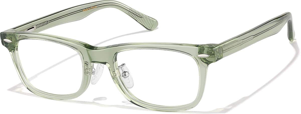 Angle view of Acetate Rectangle Glasses P445924 in Translucent Green