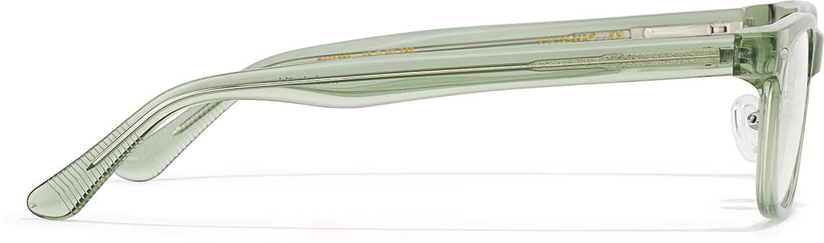 Side view of Acetate Rectangle Glasses P445924 in Translucent Green