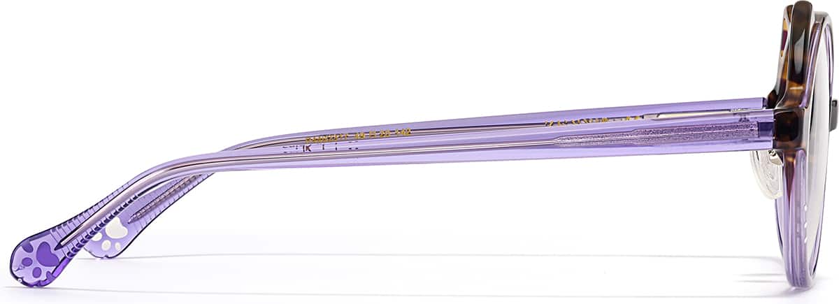 Side view of Round Glasses P4462317 in Brown Horn and Lavender