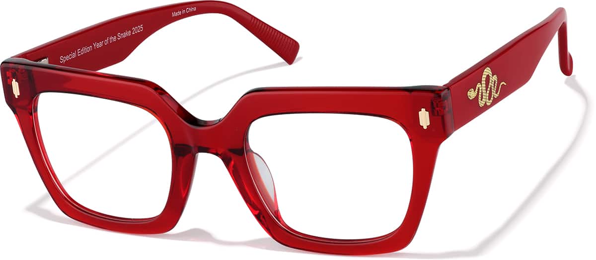 Angle view of Square Glasses P4478618 in Red