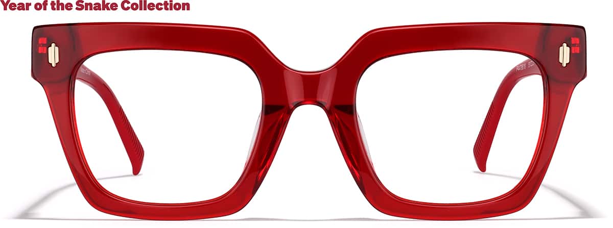 Front view of Square Glasses P4478618 in Red