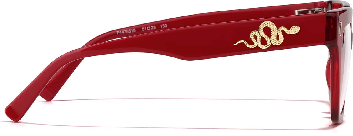 Side view of Square Glasses P4478618 in Red