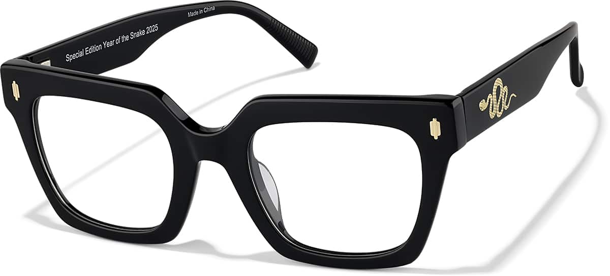 Angle view of Square Glasses P4478621 in Black