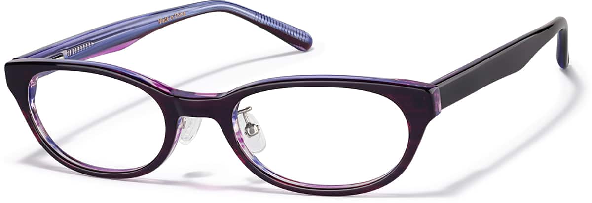 Angle view of Oval Glasses P487217 in Eggplant