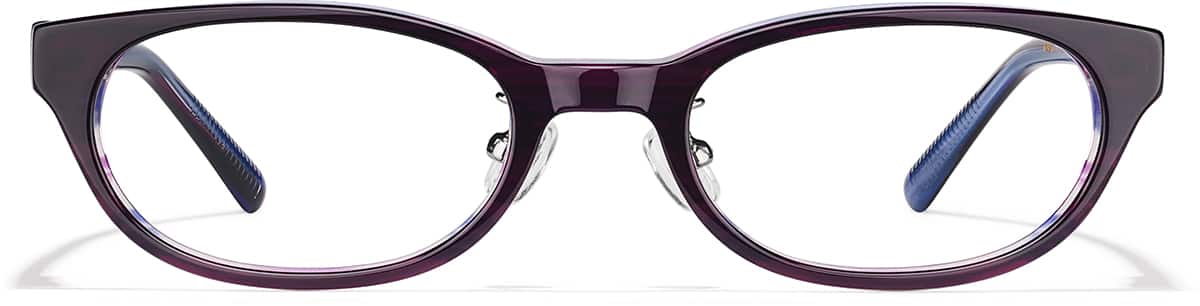 Front view of Oval Glasses P487217 in Eggplant