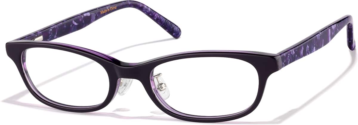 Angle view of Oval Glasses P488117 in Eggplant