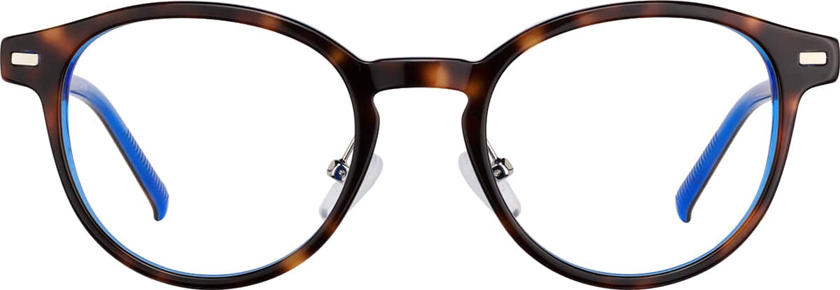 Front view without clip-on of Round Clip-On Sunglasses P502925 in Tortoiseshell