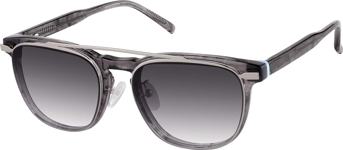 Angle view of Square Clip-on Sunglasses P503212 in Transparent Gray
