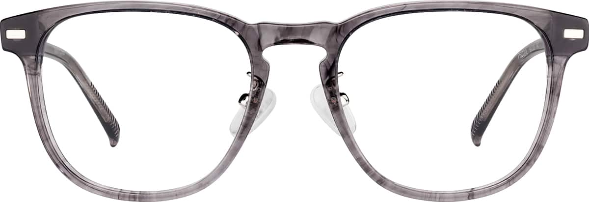 Front view without clip-on of Square Clip-on Sunglasses P503212 in Transparent Gray