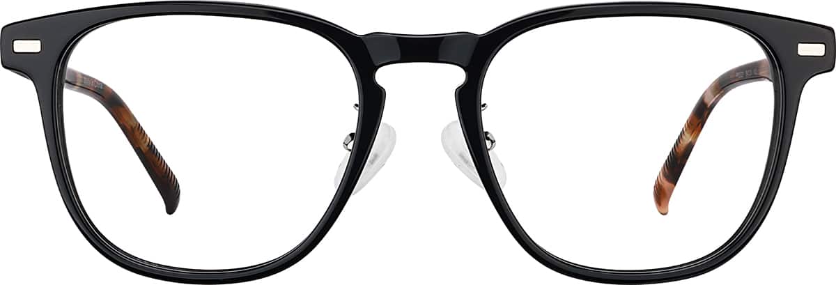 Front view without clip-on of Square Clip-on Sunglasses P503221 in Black