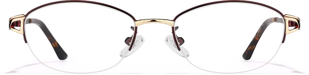 Front view of Oval Glasses P557918 in Brown