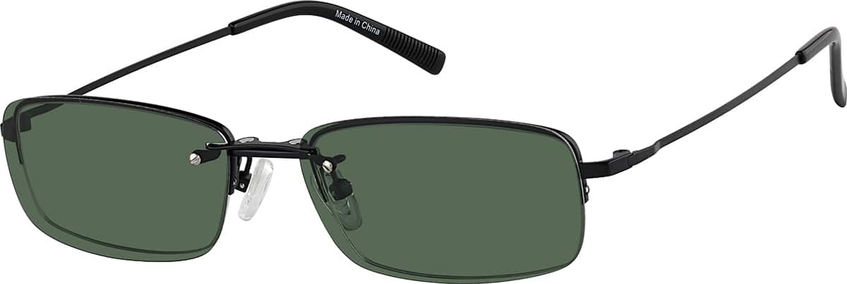 Angle view of Polarized Rectangle Magnetic Clip-on Glasses P581121 in Black