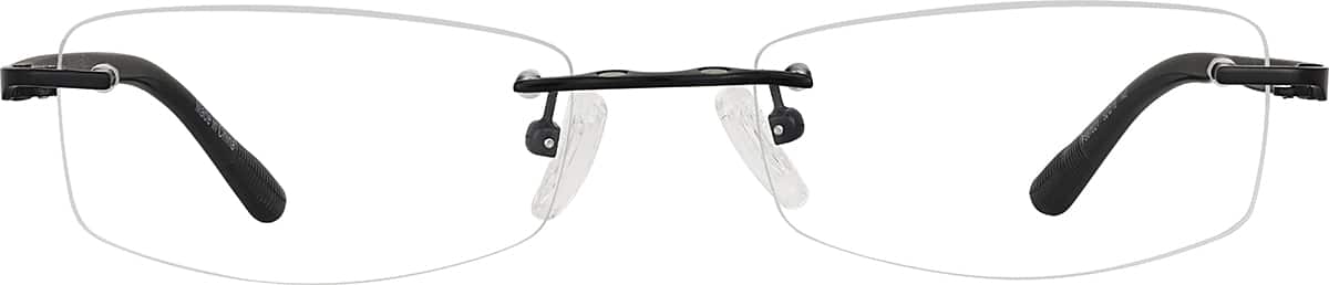 Front view without clip-on of Polarized Rectangle Magnetic Clip-on Glasses P587021 in Black