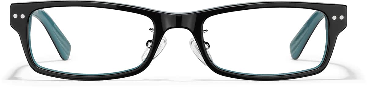 Front view of Rectangle Glasses P634021 in Black