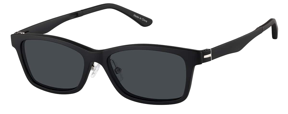 Angle view of Rectangle Magnetic Clip-On Glasses P640521 in Black