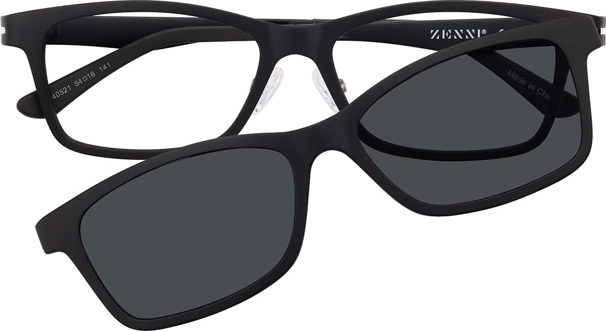Front view of Rectangle Magnetic Clip-On Glasses P640521 in Black