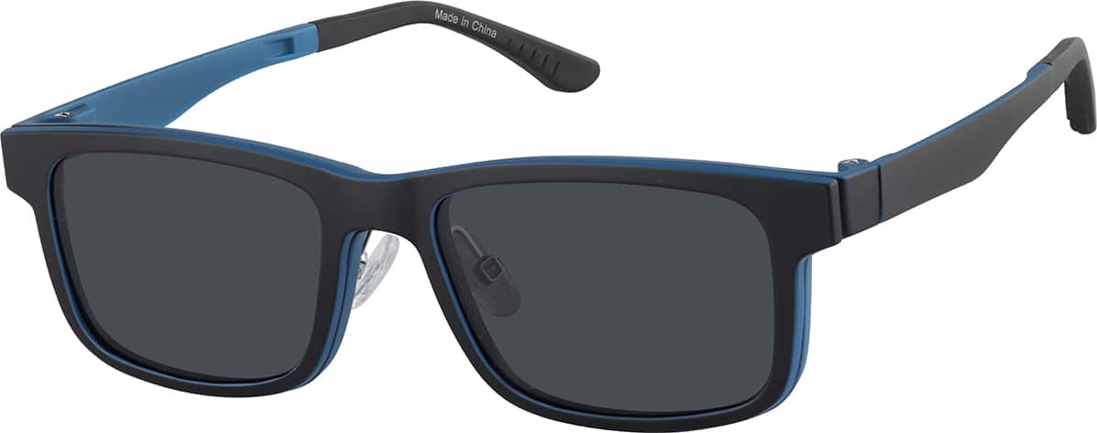 Angle view of Rectangle Magnetic Clip-On Glasses P640621 in Black