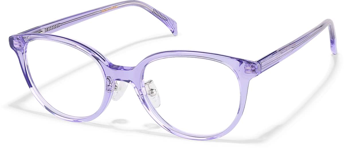 Angle view of Round Glasses P662817 in Transparent Lavender
