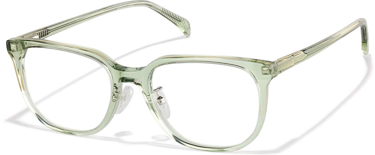 Angle view of Square Glasses P662924 in Green