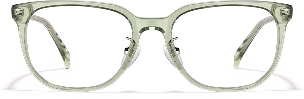 Front view of Square Glasses P662924 in Green