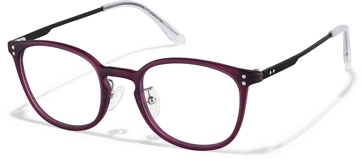Angle view of Round Glasses P727017 in Purple