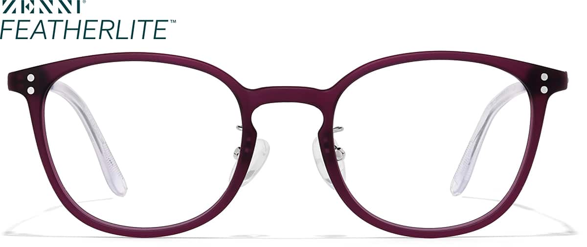 Front view of Round Glasses P727017 in Purple