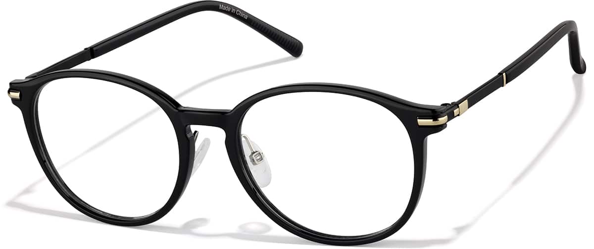 Angle view of Lightweight Round Glasses P7801821 in Black