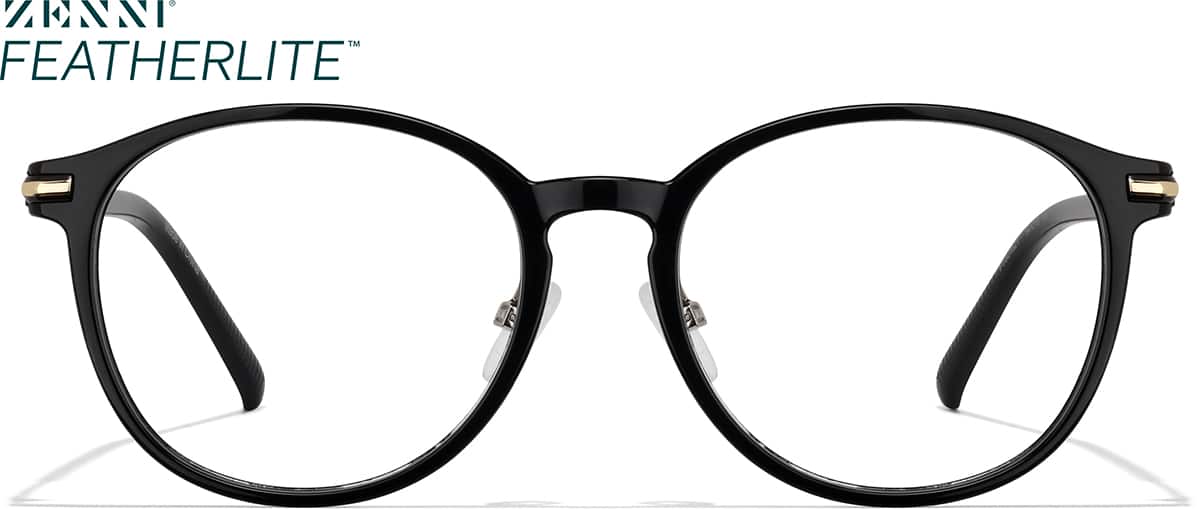 Front view of Lightweight Round Glasses P7801821 in Black