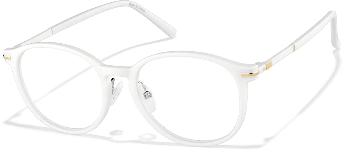 Angle view of Lightweight Round Glasses P7801830 in White