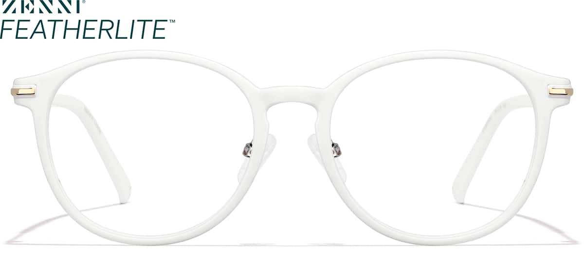 Front view of Lightweight Round Glasses P7801830 in White