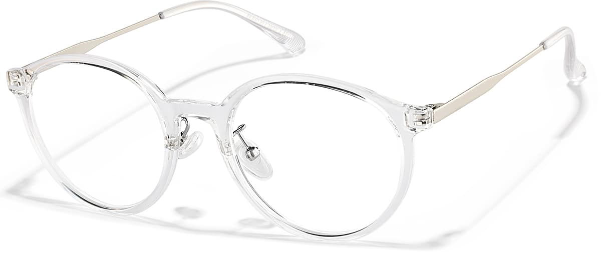 Angle view of Round Glasses P7810023 in Clear