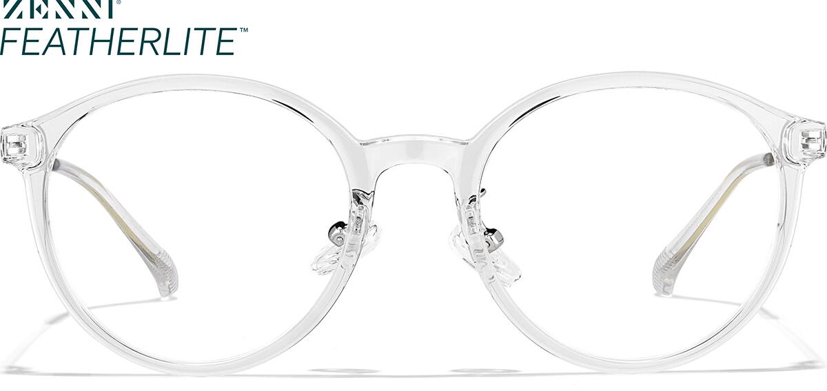 Front view of Round Glasses P7810023 in Clear