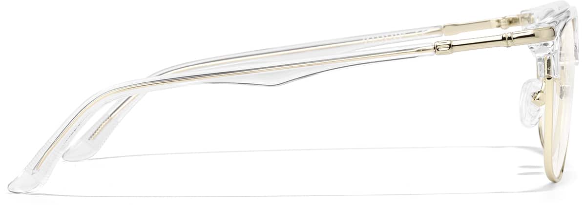 Side view of Mixed Material Browline Glasses P7810723 in Clear