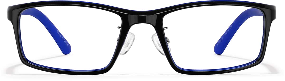 Front view of Kids Rectangle Glasses P7812716 in Black/Blue