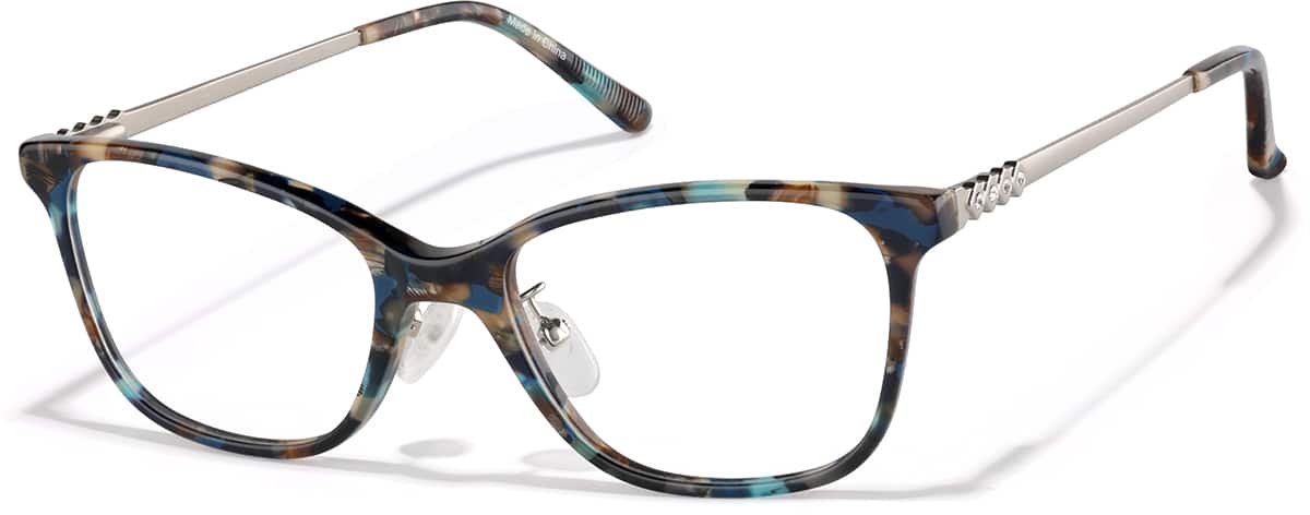 Angle view of Square Glasses P7821216 in Blue Tortoiseshell