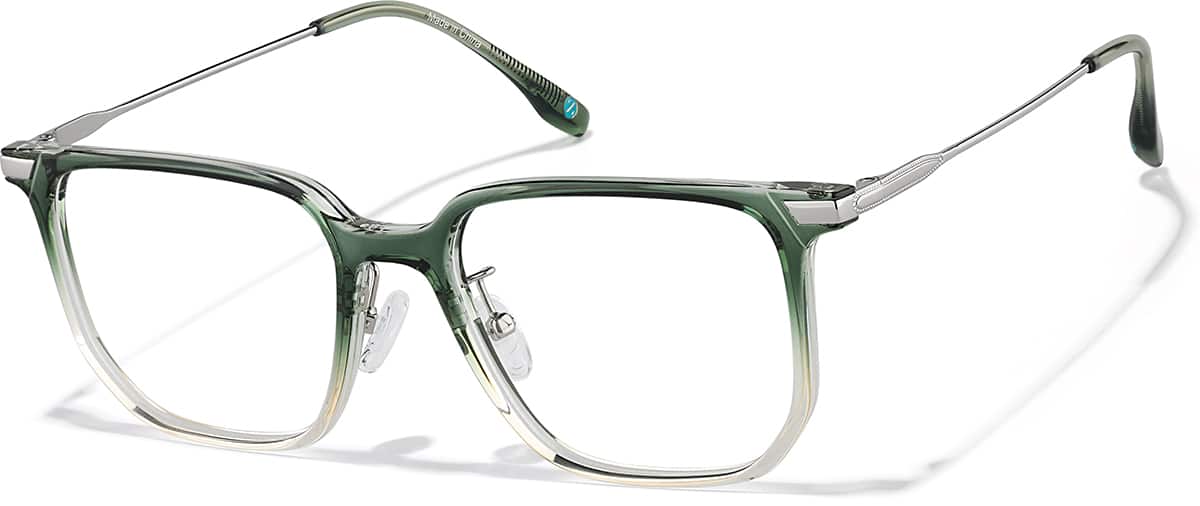 Angle view of Square Glasses P7834924 in Green