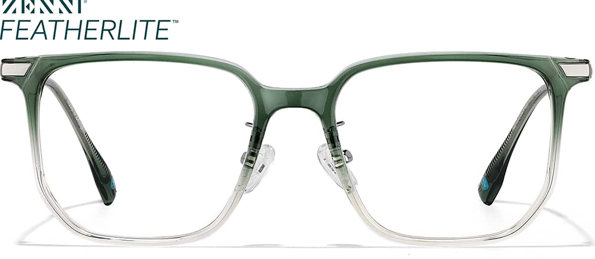 Front view of Square Glasses P7834924 in Green
