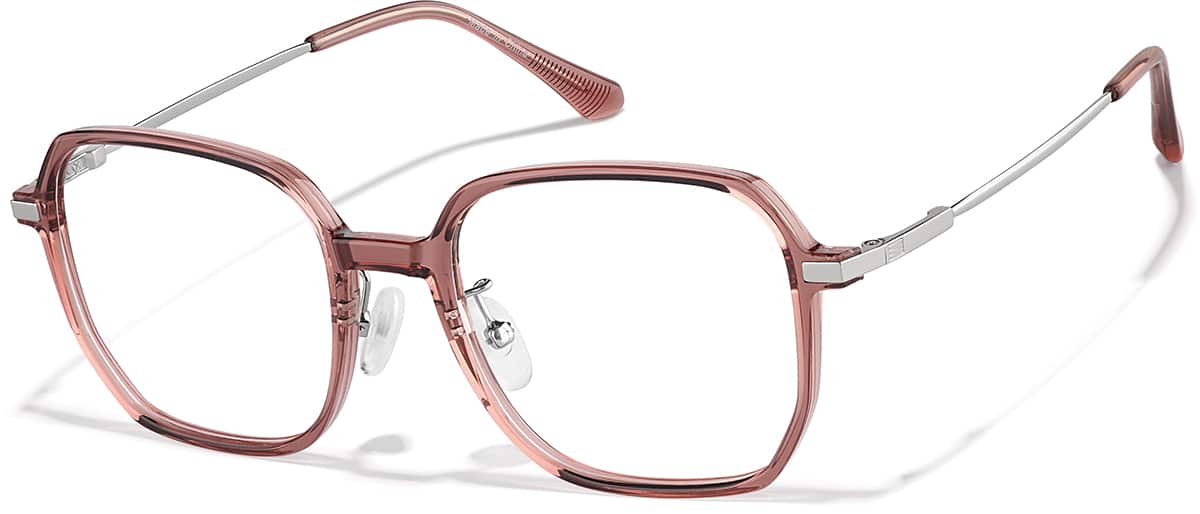 Angle view of Lightweight Square Glasses P7837719 in Pink